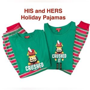 His and Hers Christmas Pajamas Crushed It Macy’s 2 Pairs Mens XL Womens Small